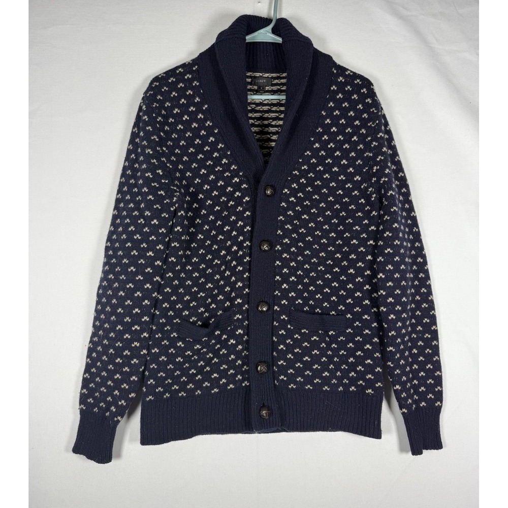 J. Crew Cardigan Sweater Mens Small Lambs Wool Shawl Collar Nordic Heritage